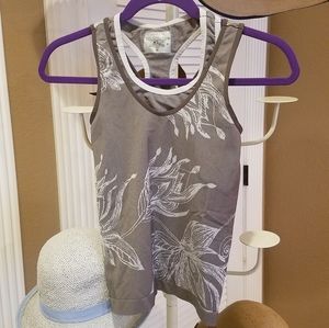 Athleta peacock feather tank top w/ built in bra